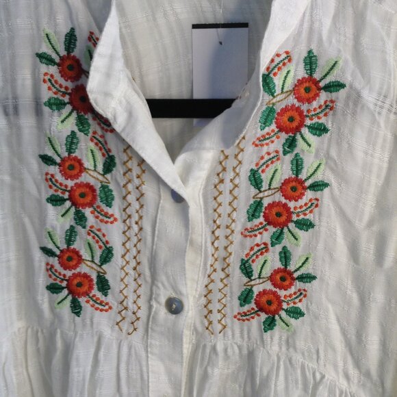 Joy "40" Emmy Blouse; Life is a Joke; "M" Hi-Lo Peasant Blouse, Embroidered Cute - Picture 2 of 5